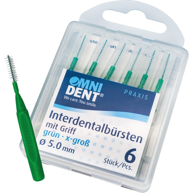 OMNIDENT Mezizubní Kartáčky S Rukojetí X-Velké Zelená 6ks