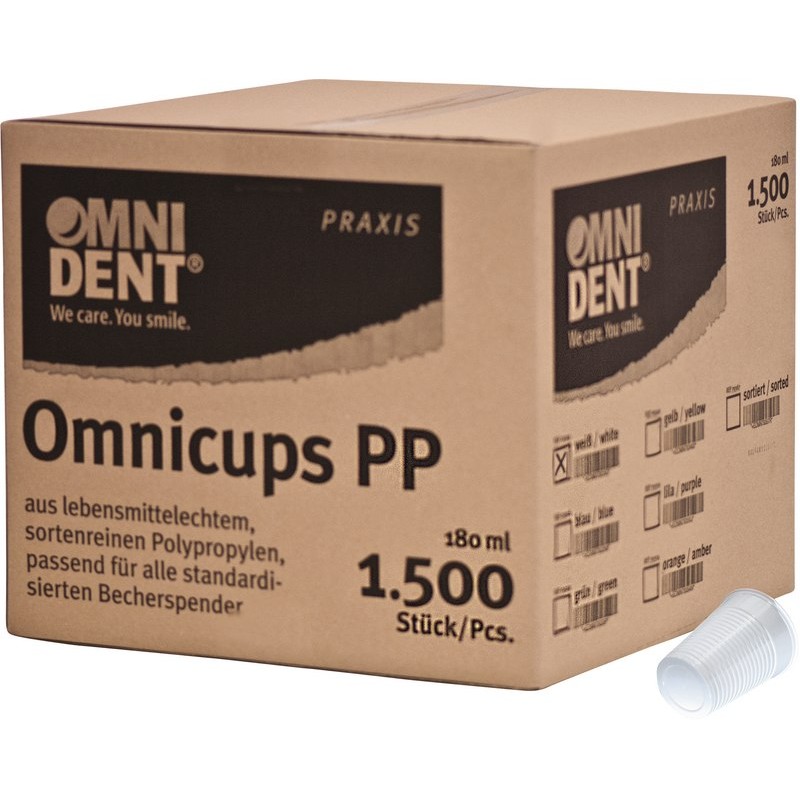 OMNIDENT Omnicups PP Kelímky 180ml Bílá 1500ks