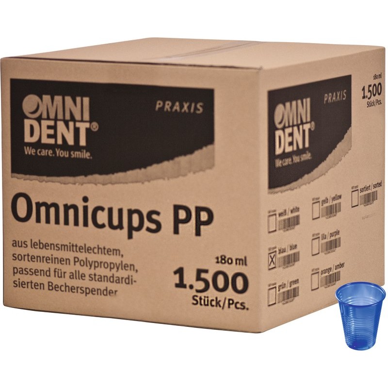 OMNIDENT Omnicups PP Kelímky 180ml Modrá 1500ks