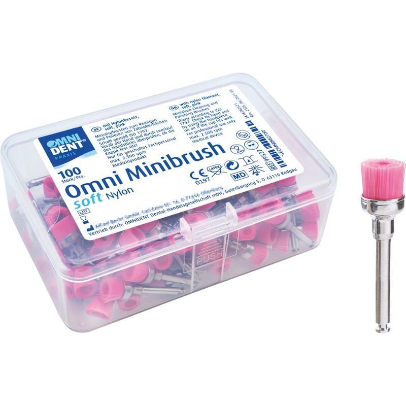 OMNIDENT Omni Minibrush Nylon Soft Růžová 100ks