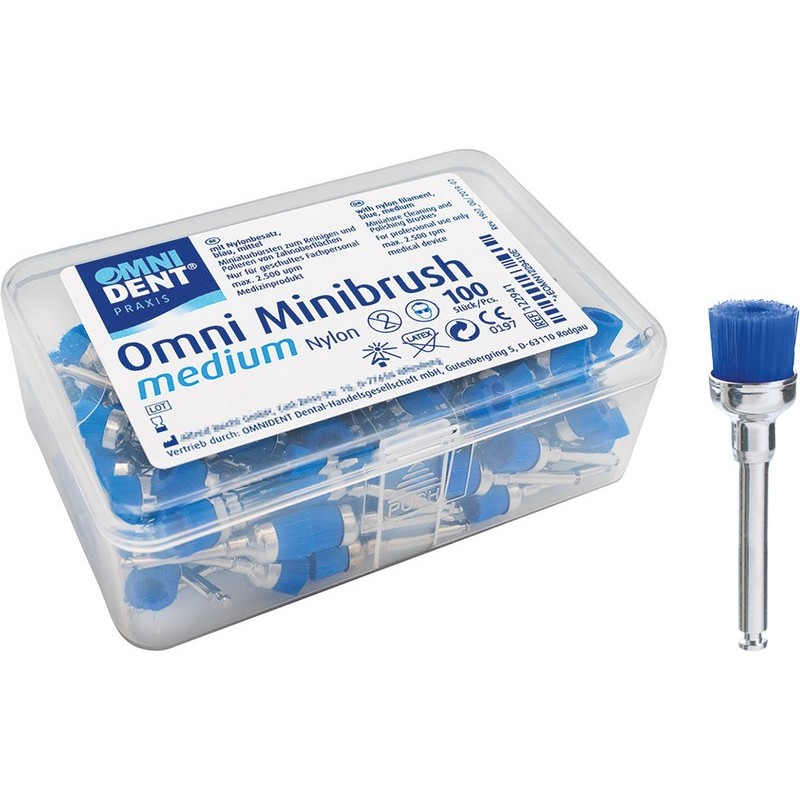 OMNIDENT Omni Minibrush Nylon Medium Modrá 100ks