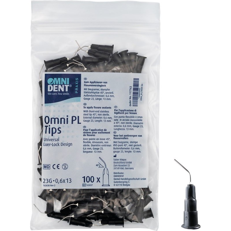 OMNIDENT OMNI PL Aplikační Kanyly  L 13 mm Ø 0,6 mm 45° G23 100ks