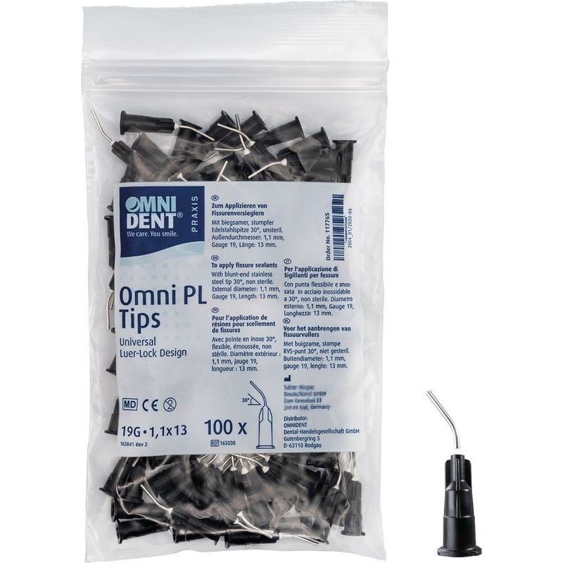 OMNIDENT OMNI PL Aplikační Kanyly L 13 mm Ø 1,1 mm 30° G19 100ks