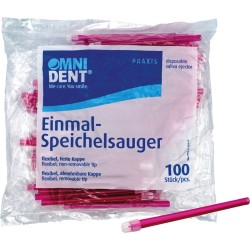 OMNIDENT Savky s Neodnímatelnou Čepičkou 12,5cm Červená 100ks