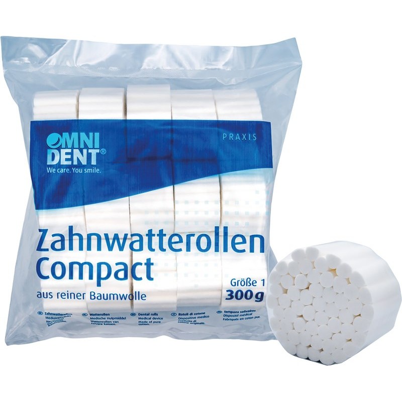 OMNIDENT Vatové Válečky Compact S1 Ø8mm 300g