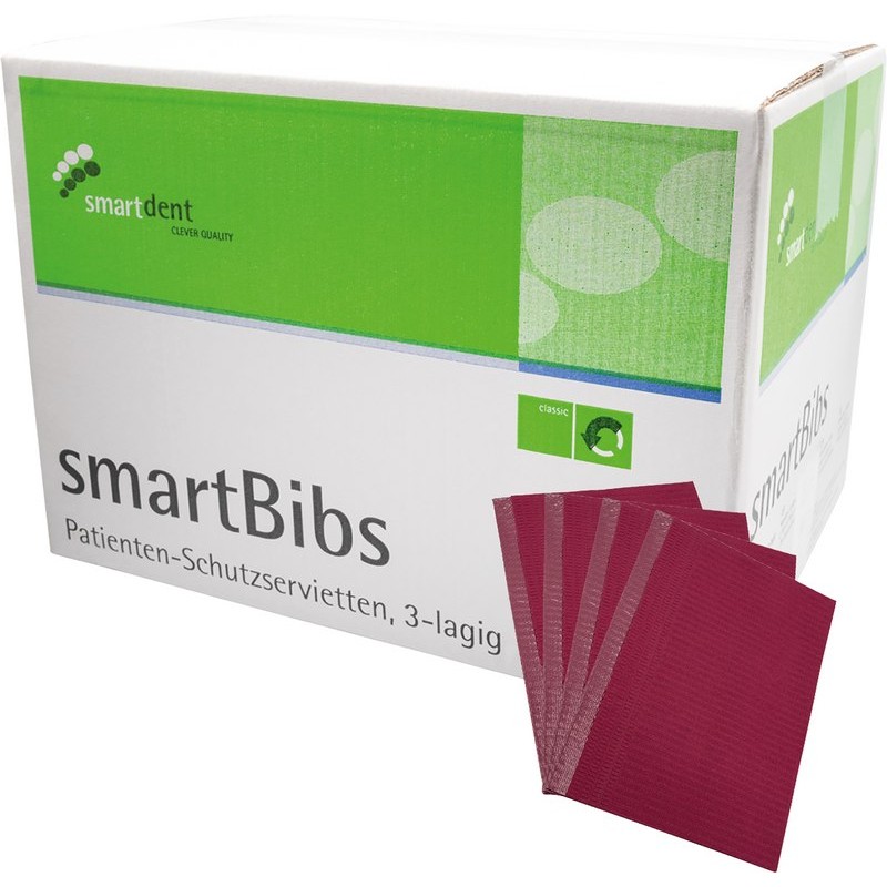 smartdent smartBibs Bordó Červená Tmavá 500ks