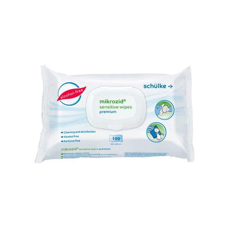 schülke Mikrozid® sensitive wipes premium, dezinfekční ubrousky bez alkoholu, 100 ks