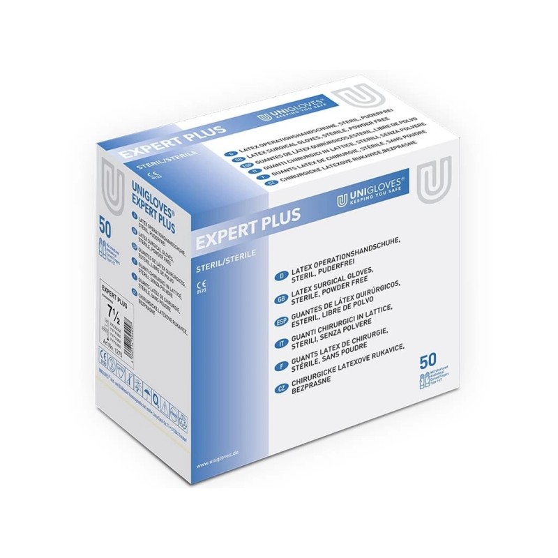 UNIGLOVES  EXPERT PLUS Rukavice Sterilní Nepudrované Vel. 6,5 50 Párů