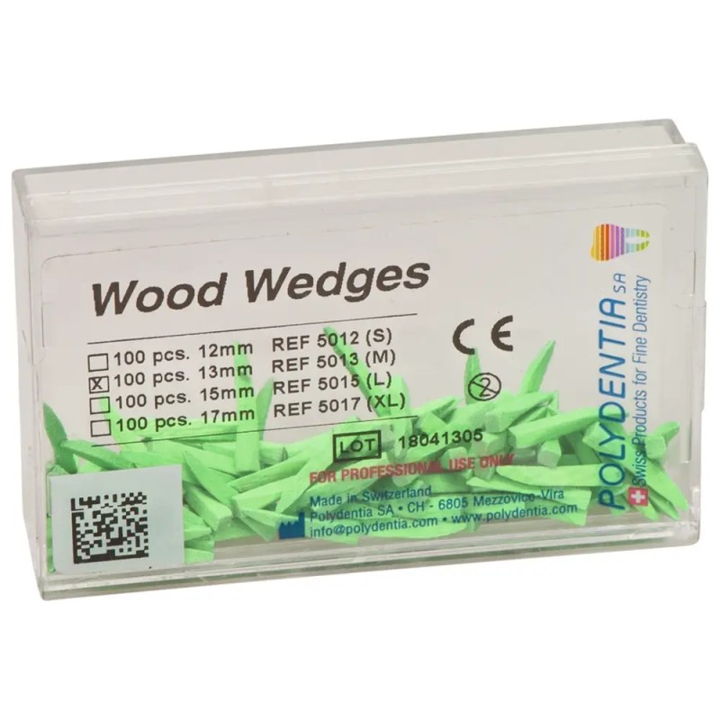 POLYDENTIA Wood Wedges (Klínky) Zelená 13mm 100ks
