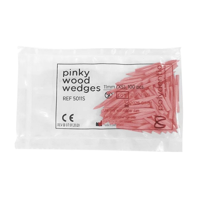 POLYDENTIA Wood Wedges (Klínky) Růžová XS 11mm 200ks