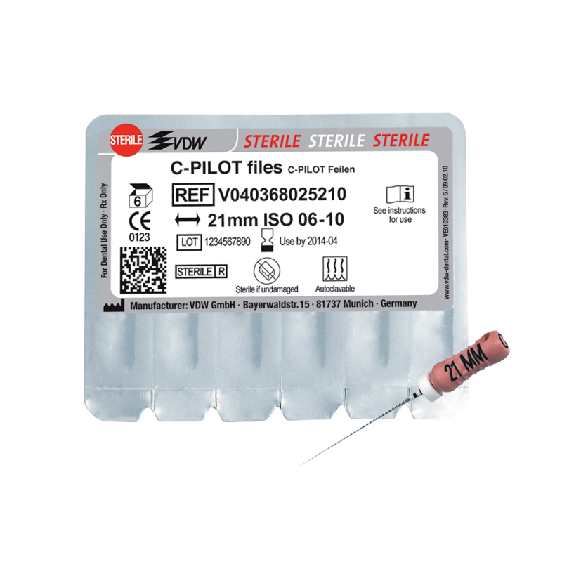 VDW Sterile C-PILOT®Files 21mm ISO 006 Růžová 6ks