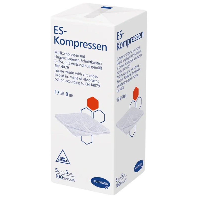 HARTMANN ES Kompresní Gáza Nesterilní 8-Vrstev 5x5cm 100ks