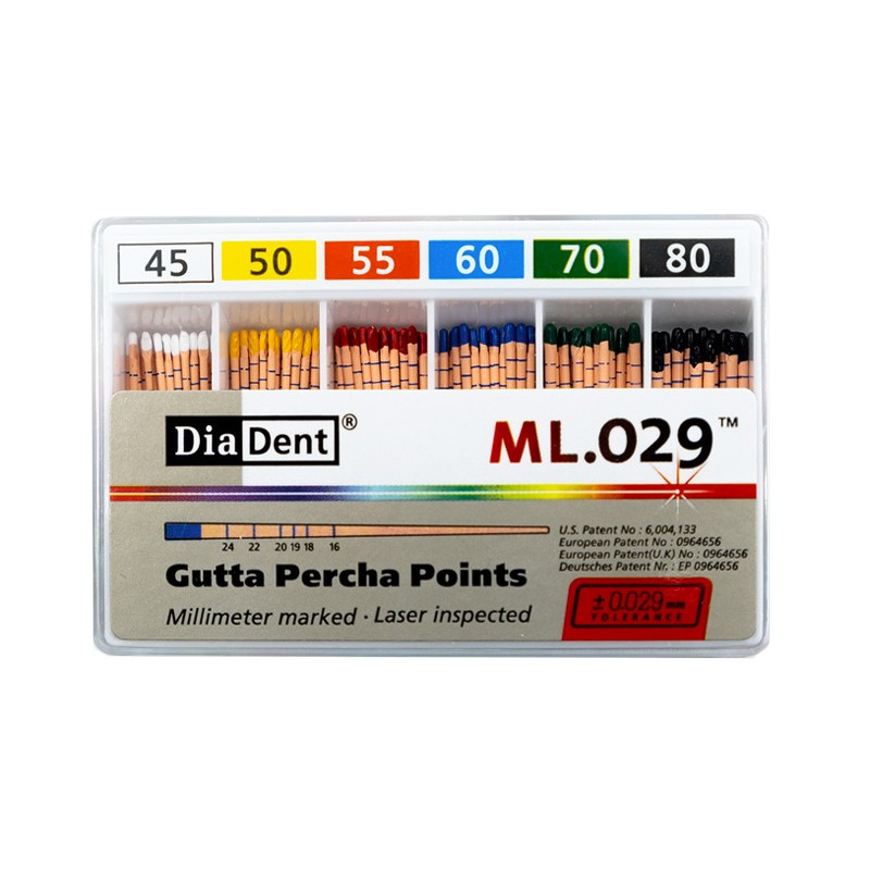 DiaDent Gutaperčové Čepy ML.029 02Taper ISO45-80 120ks