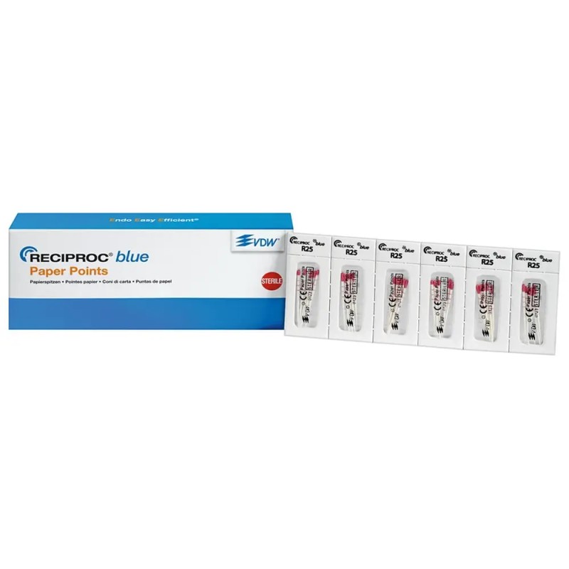 VDW RECIPROC® Blue Papírové Čepy ISO 25 Červená 180ks