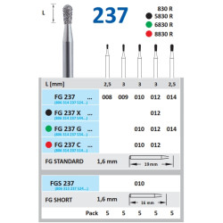 HORICO Diamantový Brousek FG 237L ISO 10 1ks