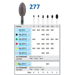 HORICO Diamantová Bruska FG 277 ISO 018 Jemný Červená 5ks