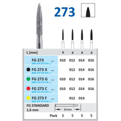 HORICO Diamantová Bruska FG 273FC ISO 012 Extra Jemná Žlutá 5ks