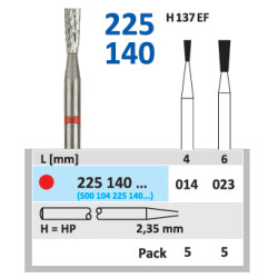 HORICO HM Fréza HP 225 Červená Jemná 4mm ISO 014 5ks