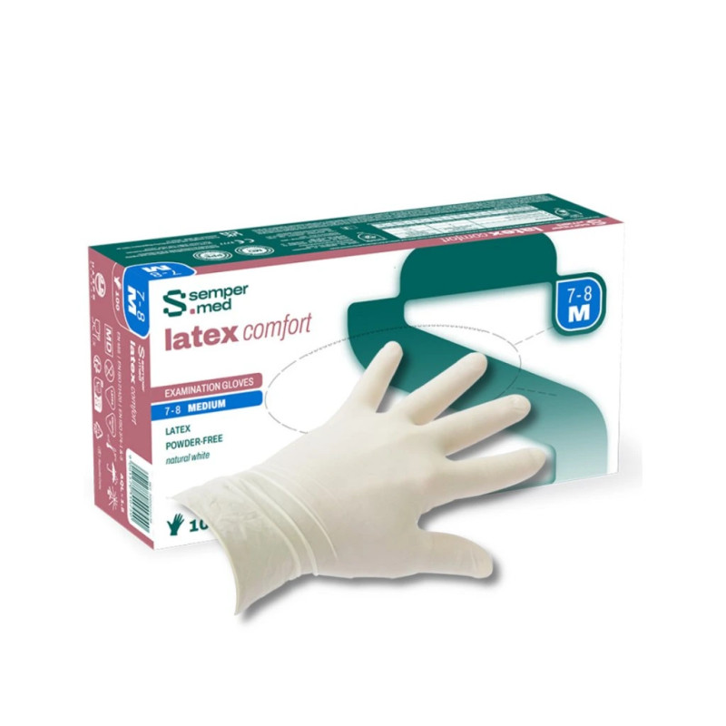 Sempermed® Latex Comfort Rukavice Bez Pudru M Bílá 100ks
