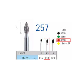 HORICO Diamantový Brousek FG 257C ISO 018 Plamen Jemný Červená 5ks