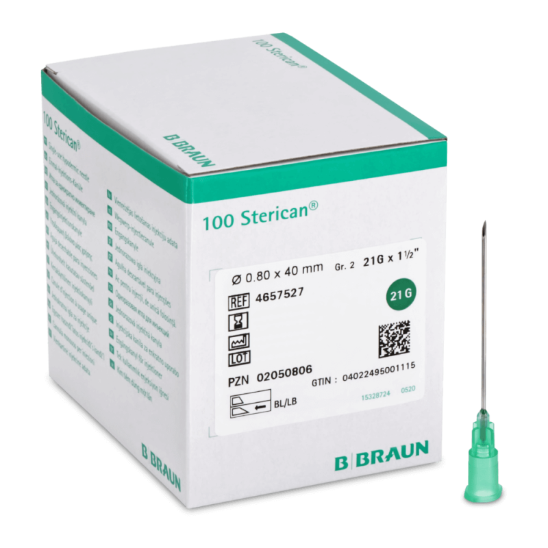 B. BRAUN Sterican Injekční Jehly Luer Zelená 21G (0,8x40mm) 100ks