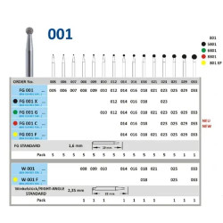 HORICO Diamantový Brousek FG 001C ISO 014 Kulička Jemný Červená 5ks