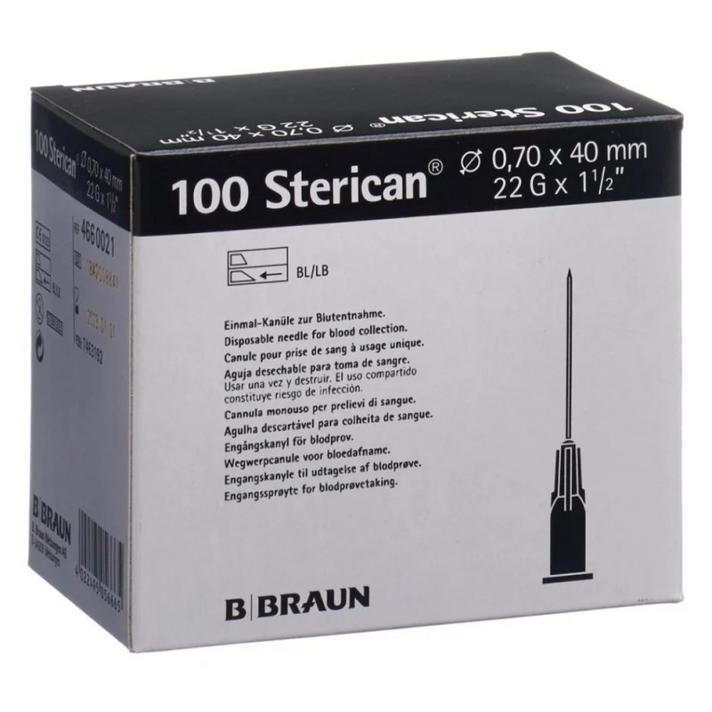 B. BRAUN Sterican Injekční Jehly Luer Černá 22G (0,7x40mm) 100ks