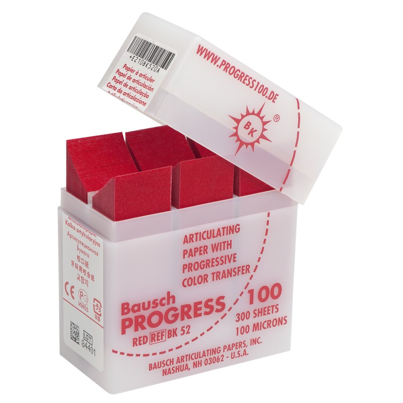 Bausch PROGRESS 100®BK 52 Artikulační Papírky Červená 100µ. 300ks