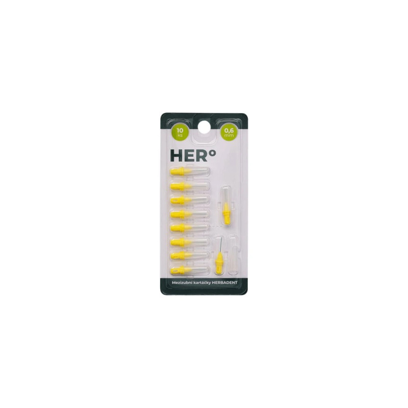 HERBADENT HERo ELECTRA Mezizubní Kartáček Doplńkové Balení 0,6mm Žlutá 10ks