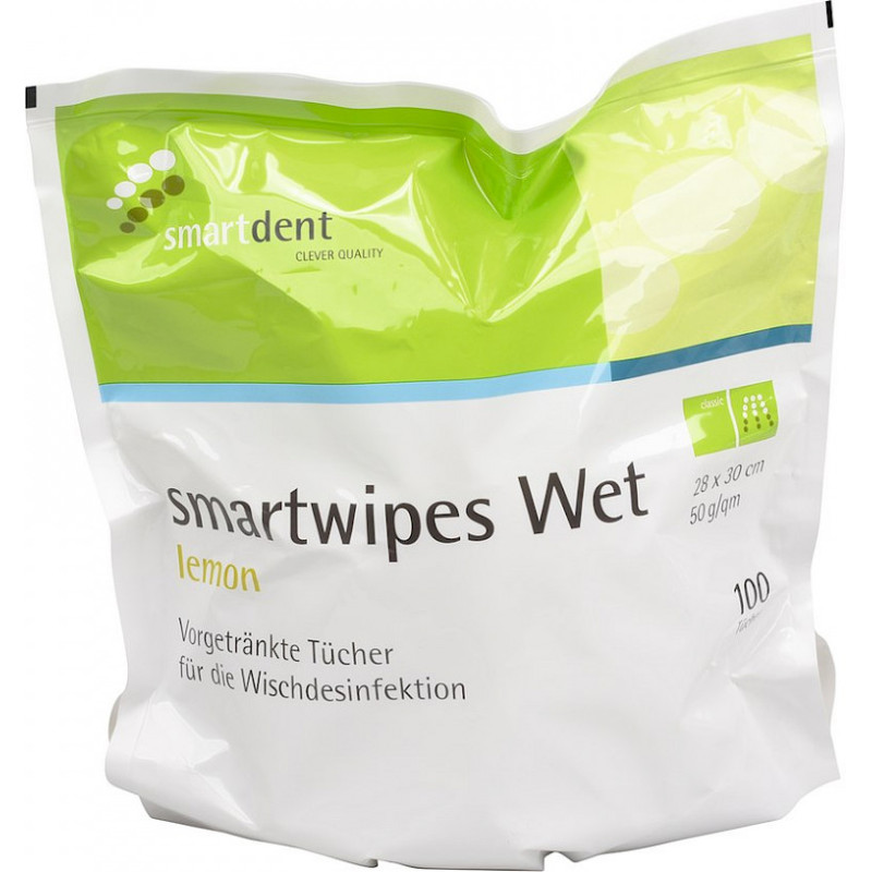 smartdent smartwipes Wet Citron Ubrousky 28 x 30cm Sáček 100ks
