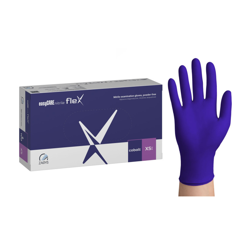 easyCARE flex Nitrile Rukavice Kobaltová XS 100ks
