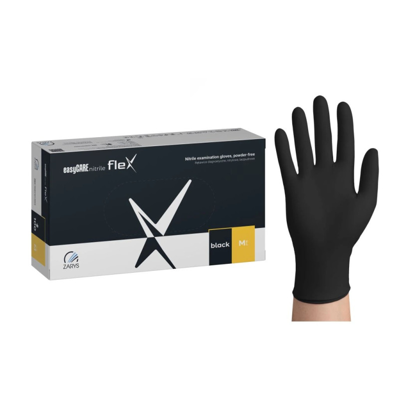 easyCARE flex Nitrile Rukavice Černá XS 100ks
