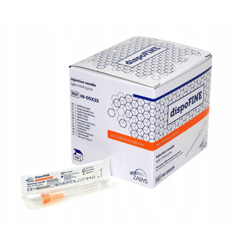 Zarys dispoFINE Jehla Injekční 25G 0,5x25mm Oranžová 100ks