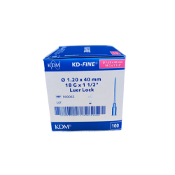KDM KD-FINE Jehla Injekční 18G 1,2x40mm Růžová 100ks