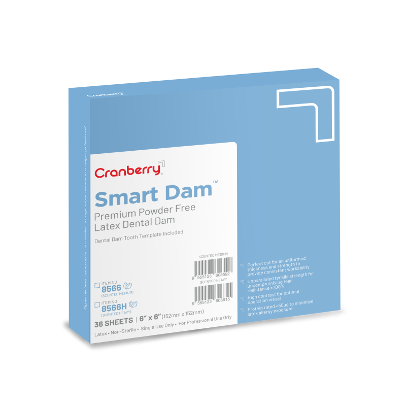 Cranberry Smart Dam Latex Kofferdam Medium 15x15cm Neutral Modrá 36ks