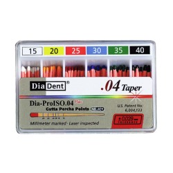 DiaDent Gutaperčové Čepy Dia-Pro ML.029 04Taper Soriment ISO15-40 60ks